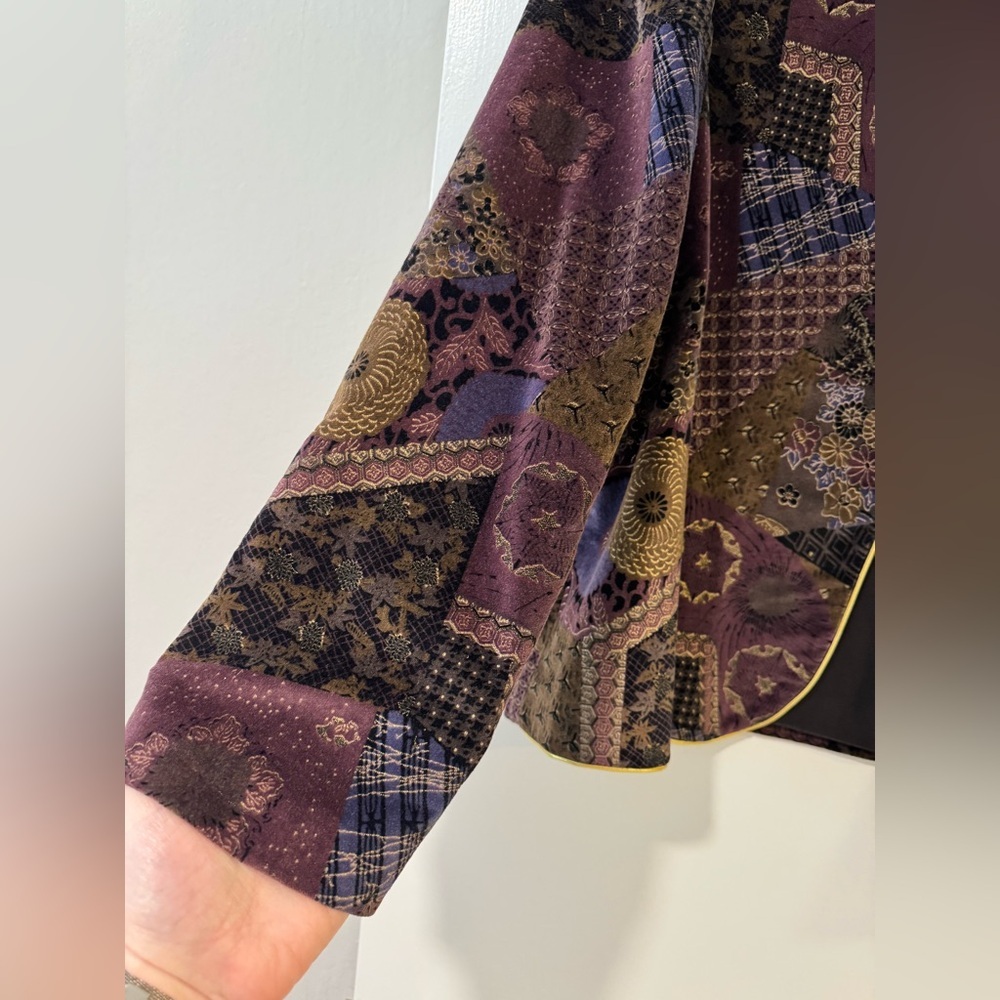Koret vintage Women's Patchwork micro velvet Jacket blazer- Purple and Brown - Picture 6 of 13